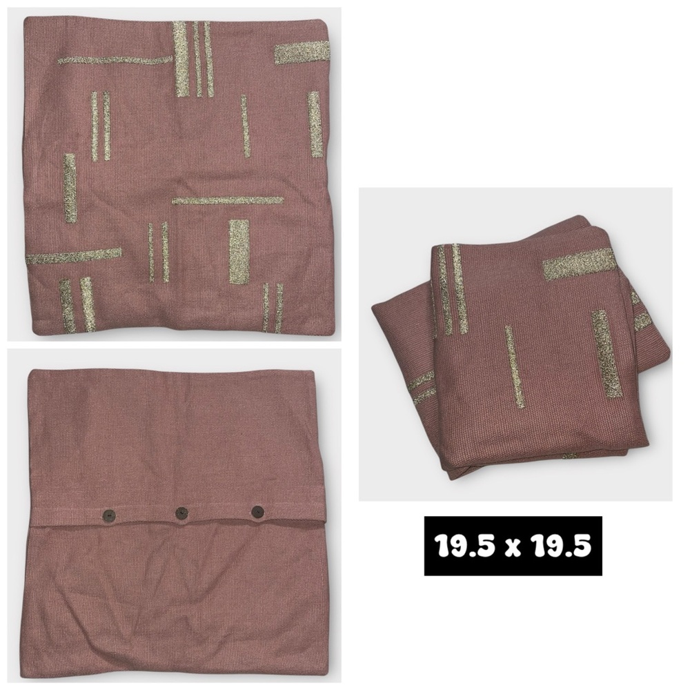 (2) West Elm Modern Metallic Geometric Throw Pillow Covers